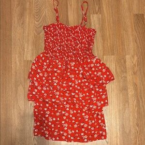 Mimi Chica Red Floral Tiered Sundress Dress